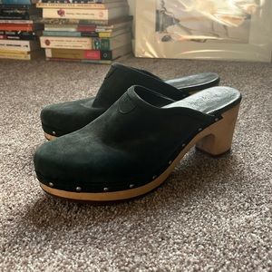 Suede Ugg wooden mules